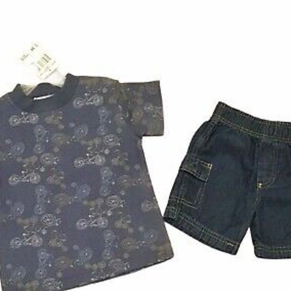 Bikes Trikes Top Denim Shirt Shorts Set 3T 2T